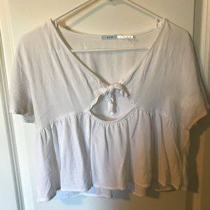 Cropped white blouse with key hole detail